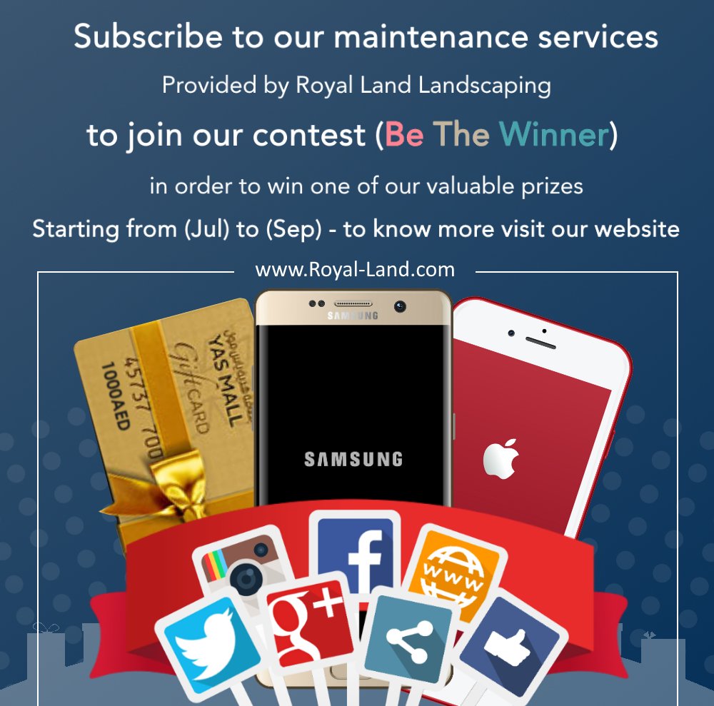#Be_the_winner with #Royal_Land_Landscaping to win one of our valuable prizes, learn more goo.gl/wWTxS4
#UAE #Abu_dhabi