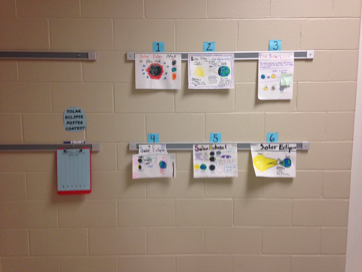 teachertoria's tweet photo. We will be having a 1 day only Solar Eclipse Poster Contest. Come vote on your favorite poster! #C4differencemakers https://t.co/mg36ThtO3Q