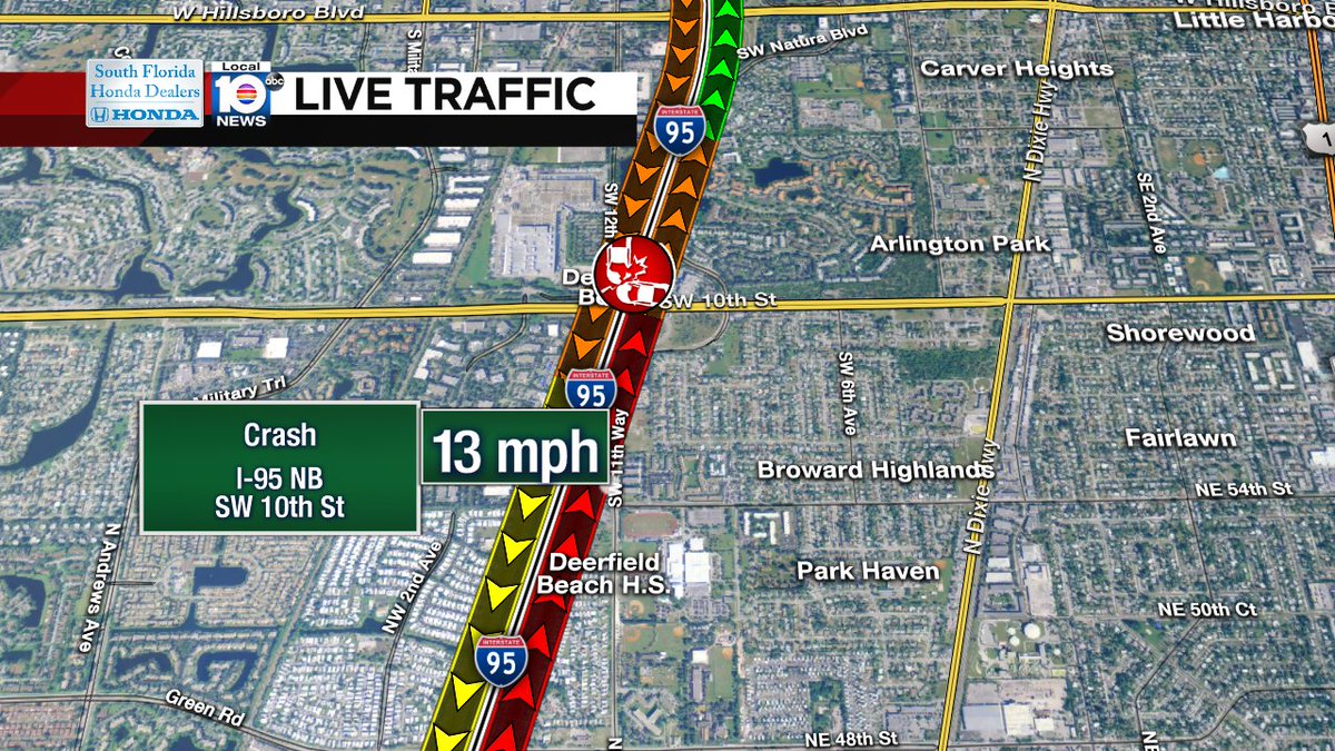 Crash on I-95 NB at SW 10th St #traffic https://t.co/HGs8SKOY9C