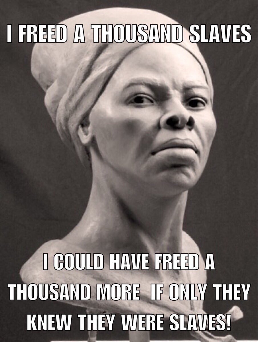 Marc_Perrone's tweet image. "I Freed a 1,000 Slaves.

I could have Freed a 1,000 More,

If only they knew they were Slaves!"

Harriet Tubman

🇺🇸

#1u #Equality #Freedom
