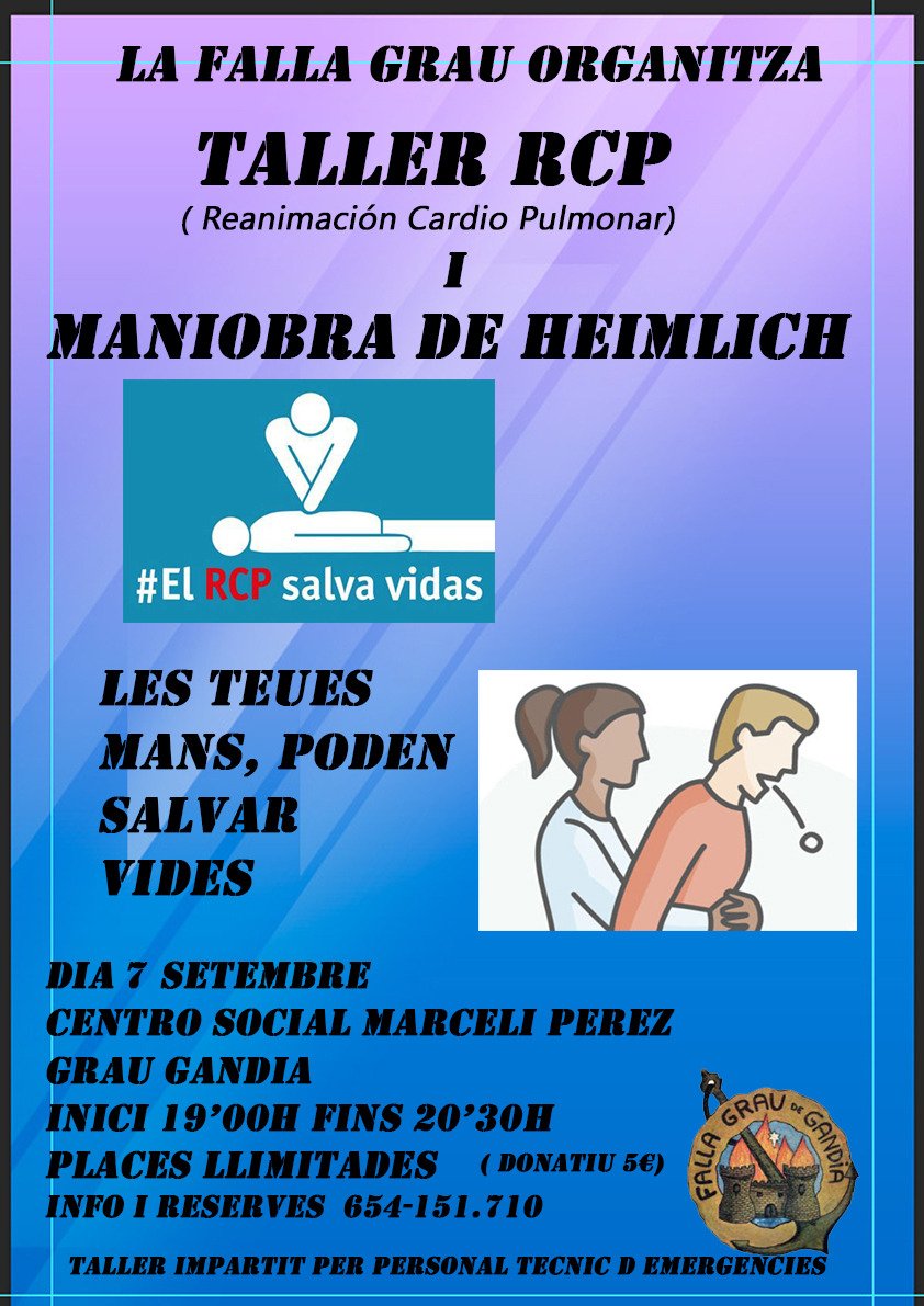 FallaGrau's tweet image. Novetats!taller RCP i maniobra Heimlich organitzat per la Falla Grau! #elrcpsalvavides #lesteuesmanspodensalvarvides !