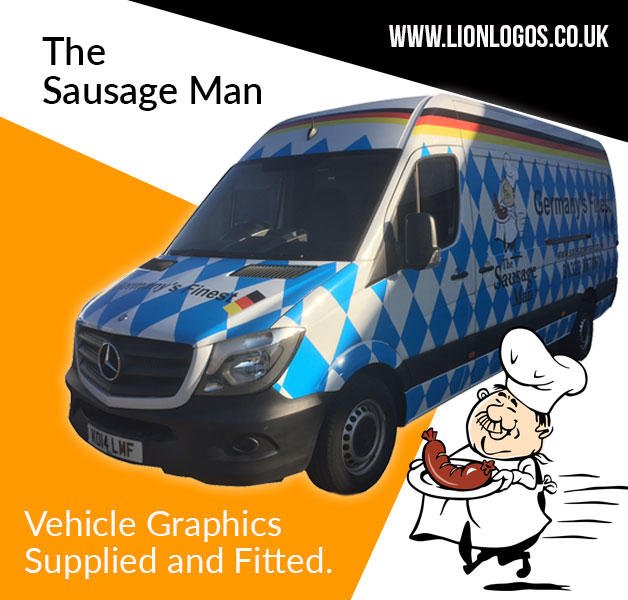 Another van sign written for The Sausage Man.
