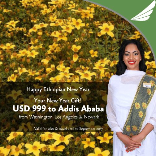 flyethiopian's tweet photo. Enjoy an early Ethiopian New Year gift! #EthiopianNewYear
Book now: https://t.co/Fe7ZlcNlhA https://t.co/IUKwmTrgr2