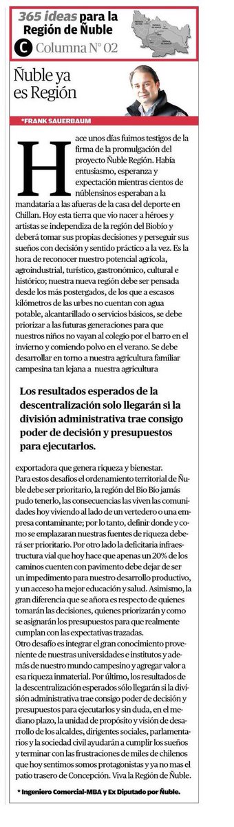 Frank Sauerbaum (@frank_sauerbaum) on Twitter photo Hoy en diario <a href="/CronicaChillan/">Crónica Chillán</a> algunas ideas para el desarrollo de Ñuble, Vamos que se puede Vamos Ñuble !! <a href="/RadioContigoFm/">RadioContigoFm</a> <a href="/Discusionradio/">Radio La Discusión</a> Hoy en diario <a href="/CronicaChillan/">Crónica Chillán</a> algunas ideas para el desarrollo de Ñuble, Vamos que se puede Vamos Ñuble !! <a href="/RadioContigoFm/">RadioContigoFm</a> <a href="/Discusionradio/">Radio La Discusión</a>