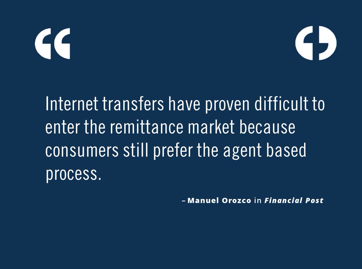Senior Fellow &amp; Program Director, Migration, Remittances &amp; Development <a href="/manuelorozco65/">Manuel Orozco</a> in <a href="/financialpost/">Financial Post</a> : business.financialpost.com/technology/pay…