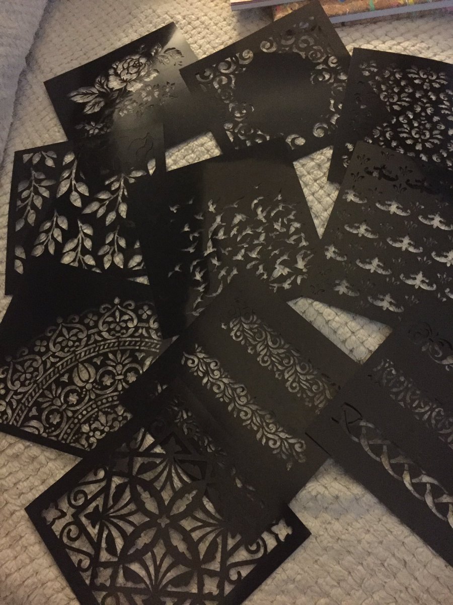 Bargain of the wk! stencil set from the range £2 for 6 different designs...so I bought 2 sets...let the fun begin #sthelens #StHelensHour