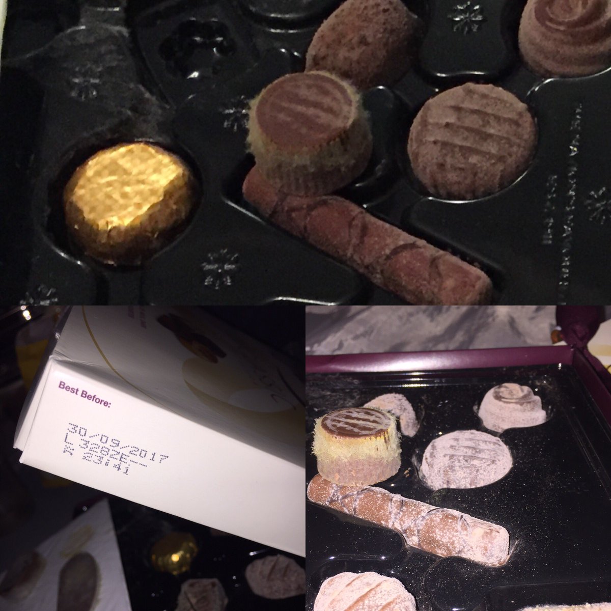 SWM87's tweet photo. @thorntonschocs have a look at this! Recently bought these for by fiancé only for her to open them tonight covered in mound! #Disgusting https://t.co/4MyOGI1Ai7