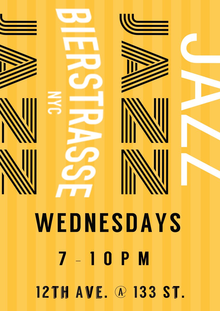 <a href="/BierstrasseNyc/">BierstrasseNYC</a> WEDNESDAYS! NEW TIME: 7-10PM. See you there, #Harlem! #jazz #beer #beergarden #summer #dunvi