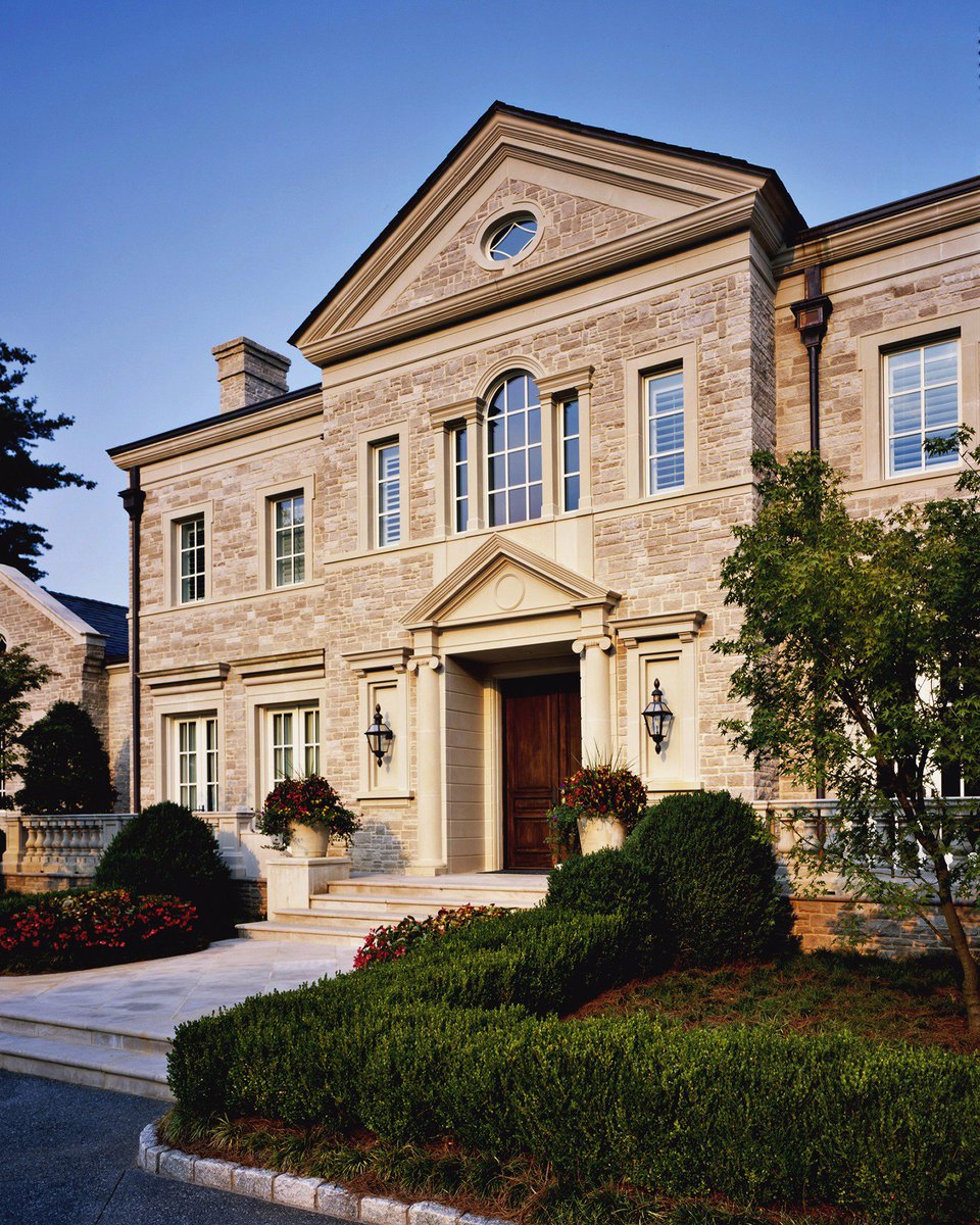 HD_Social's tweet photo. Acid washed Indiana limestone adds an aged appearance to this stunning facade #architecture  #timeless #classic  #columns #harrisondesign25 https://t.co/3qd7bZepnK