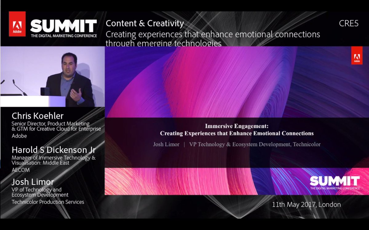 Technicolor's tweet photo. Immersive media, emotional connections &amp; brand building presentation at #AdobeSummit. Check it out. https://t.co/X9bOsFBdln #TheFutureTrust https://t.co/r9I5aFHbdR