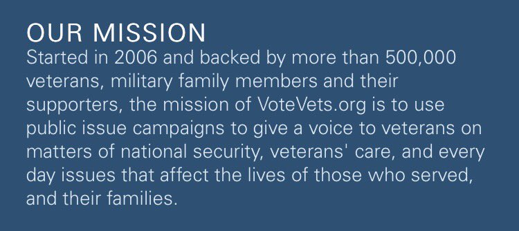 boboflink's tweet photo. @GomesBolt @jaketapper I don't understand what this means. They are a group of veterans/advocates for veterans. Here is their mission statement: https://t.co/63Aid2JgVR