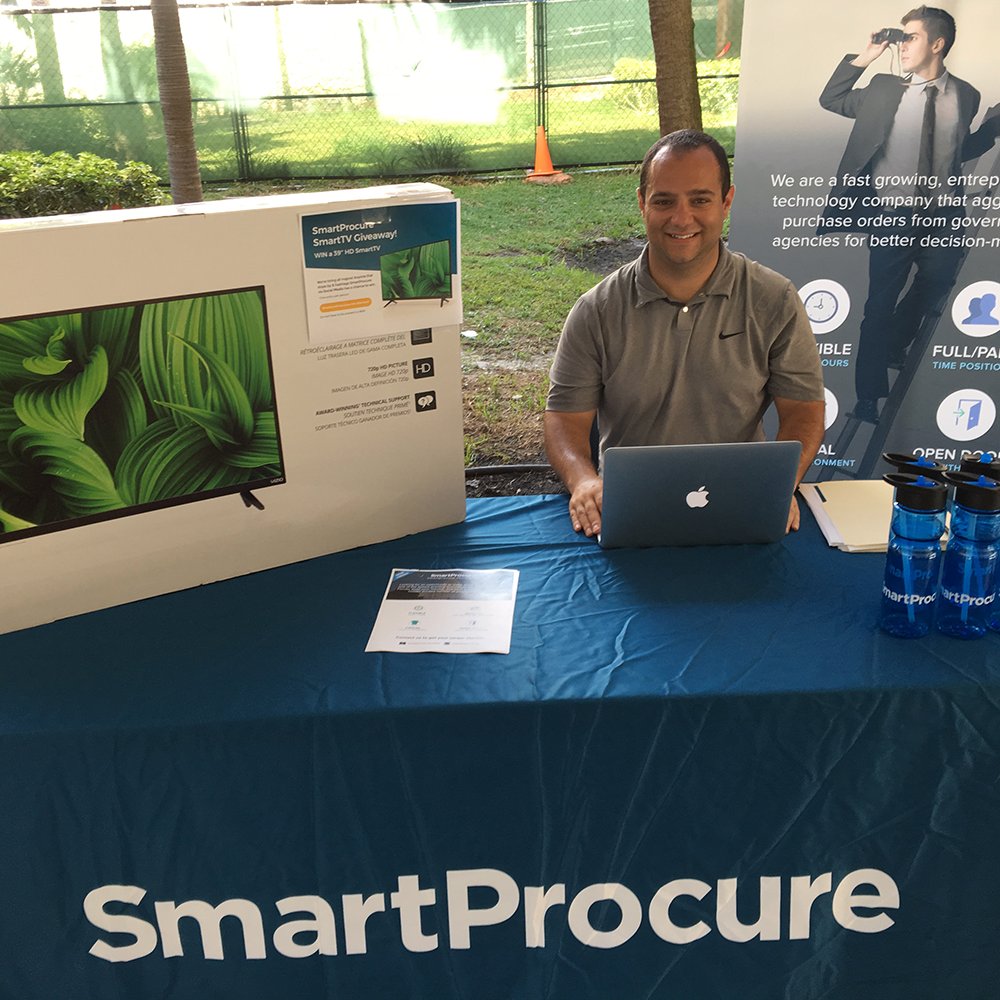 "Stop by our table on the breezeway at FAU! We're hiring! And you could win an HDTV! <a href="/SmartProcureUS/">SmartProcure</a>