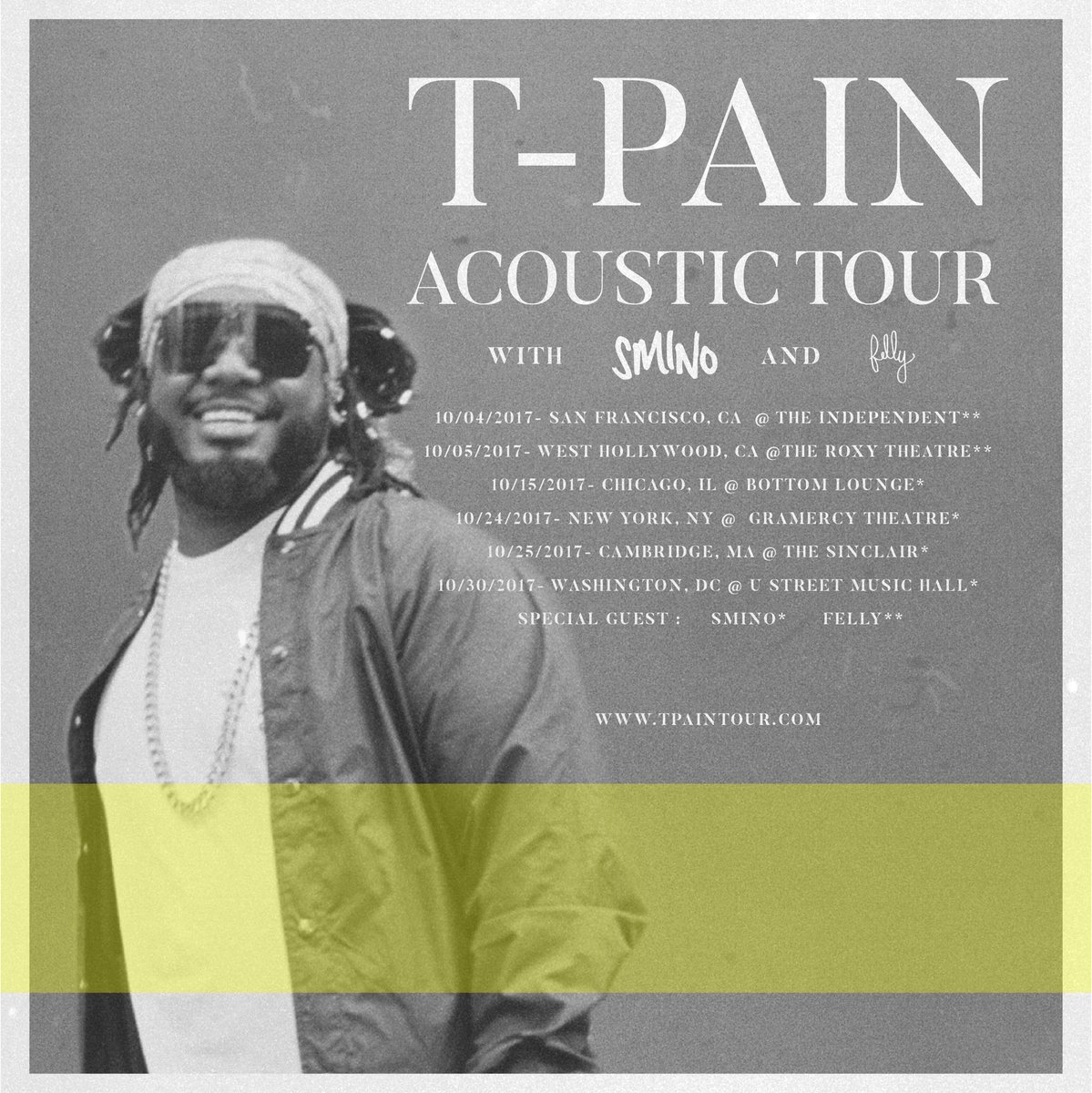 TPAIN's tweet photo. Hitting the road this October! Doing something different for you guys..tix on sale this Friday https://t.co/mANp4Z5pYE #TPainAcousticTour https://t.co/9Zi7AV8sZq