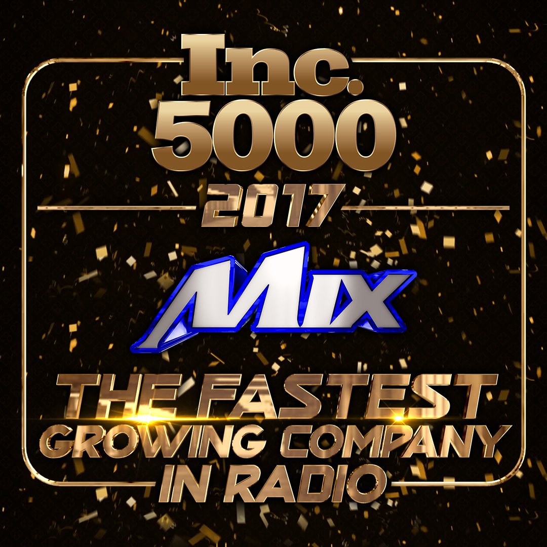 TheMixGroup's tweet photo. It is an honor and a privilege to be on the @inc5000 list this year! #radio #radioimaging https://t.co/qg4LJVgYzE https://t.co/ZiNVmdpb5C