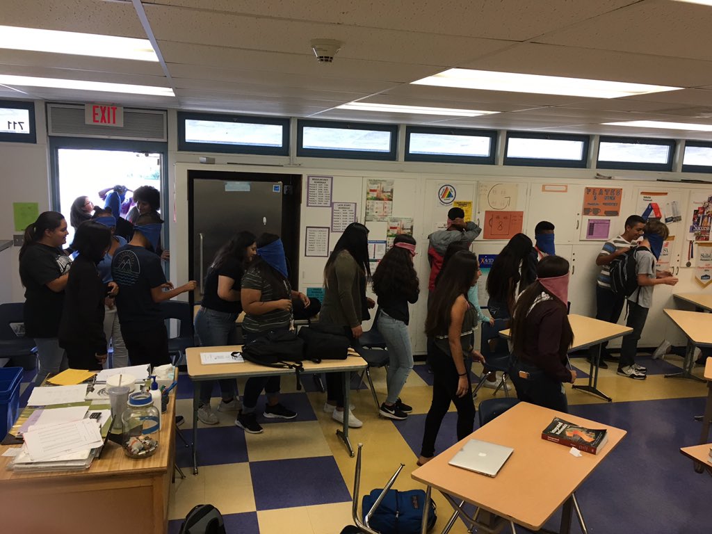 Building trust between team members! Blindfolded maze! #SkillsUSA #NHS