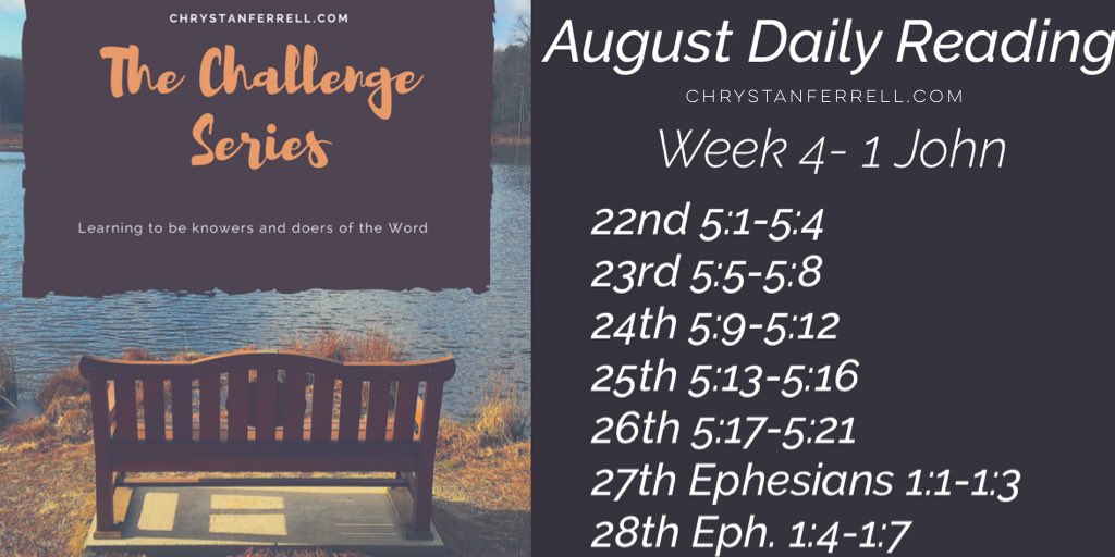 chrystanferrell's tweet photo. Week four of #thechallengeseries continues with our next set of #1john plus #Ephesians begins! Join in at https://t.co/2mCCrX2oBj https://t.co/BuRQANv2RC