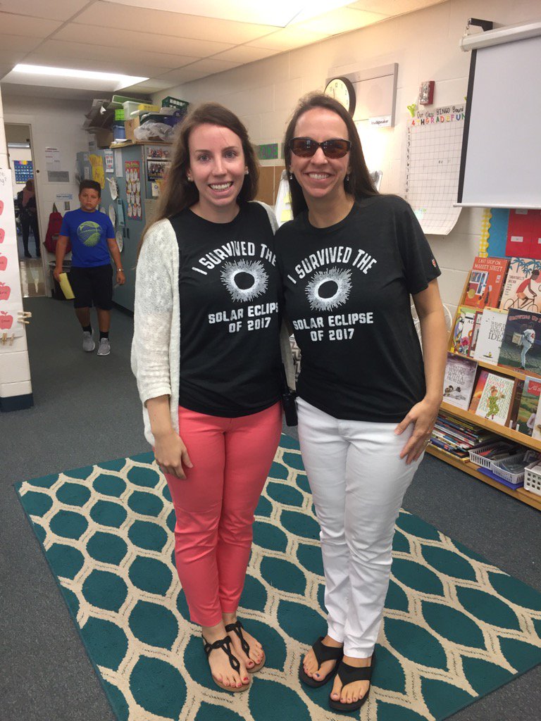 Miss Force and Mrs. Sloat sporting the same shirt today! They survived the solar eclipse! <a href="/HZNElementary/">Horizon Elementary</a>