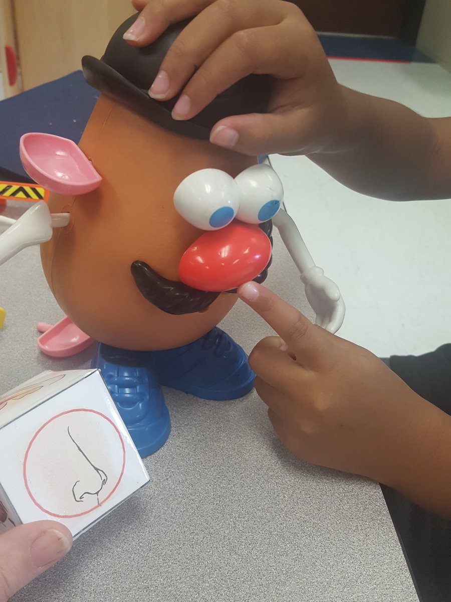 PreKTeacher22's tweet photo. Working on body parts and the five senses with a potato head game! @mrsmc_ees @DKS4PV @MadCoSchools @HomeoftheCubs https://t.co/YwftA4X5ub