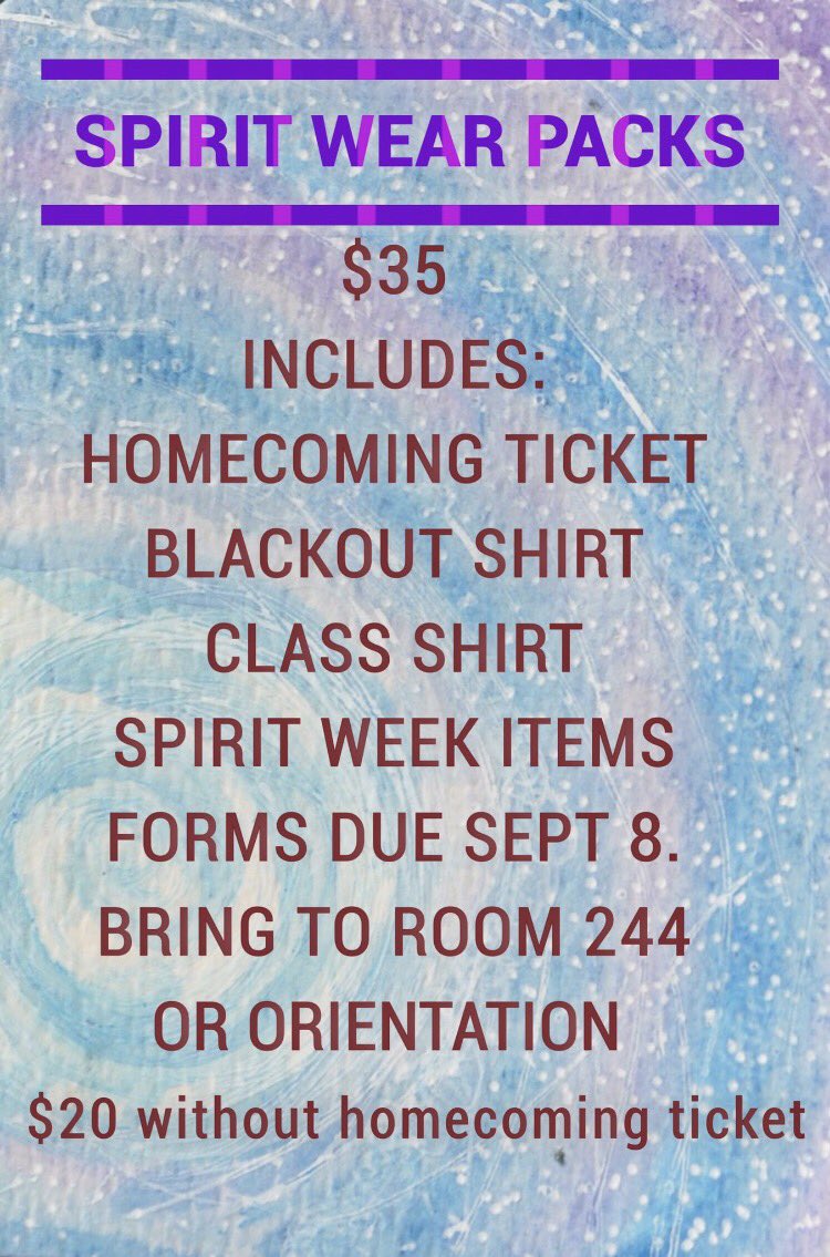 THS_2018's tweet photo. SENIORS!! Make sure to turn in your spirit wear pack forms!! All forms are due by September 8th!😄 https://t.co/ROg4Ux7SzV