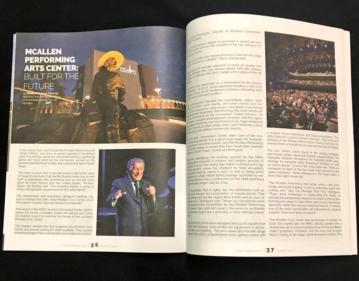 CityofMcAllen's tweet photo. McAllen in the spotlight again! We picked up a spread in @TML_Texas Texas Town and City magazine 🌟
#McAllenProud https://t.co/fyk4jEnYv9