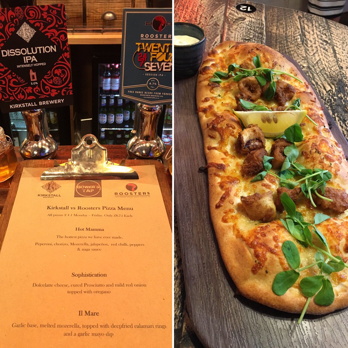 BowersTap's tweet photo. Great #pizza menu to compliment our amazing @kirkstallbrew &amp; @RoostersBrewCo beers.Come meet the guys 2morrow from 7.30!Beer update lateron https://t.co/KTZZzz3F2w