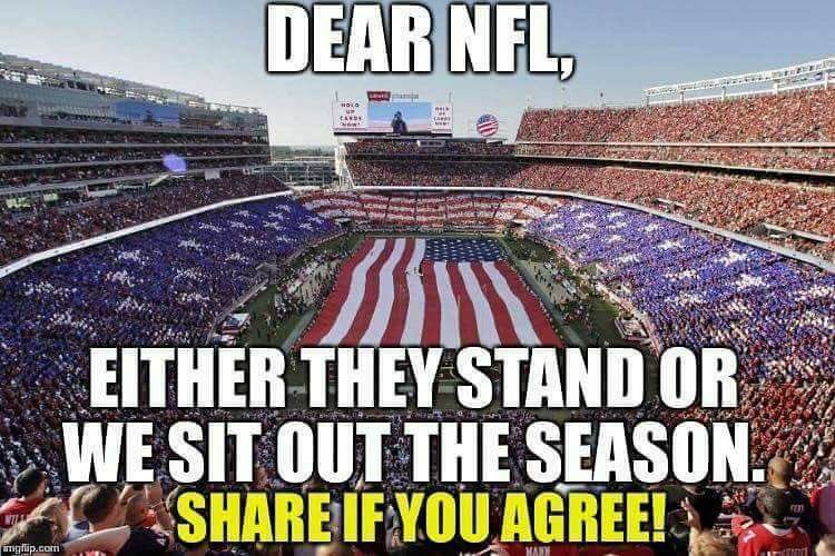 D3pl0rabl3_0n3's tweet photo. #BoycottNFL @NFL yeah y'all are really awful right now! Why don't you stop slapping veterans and active duty members in the face! https://t.co/DB8ZRdKgrt