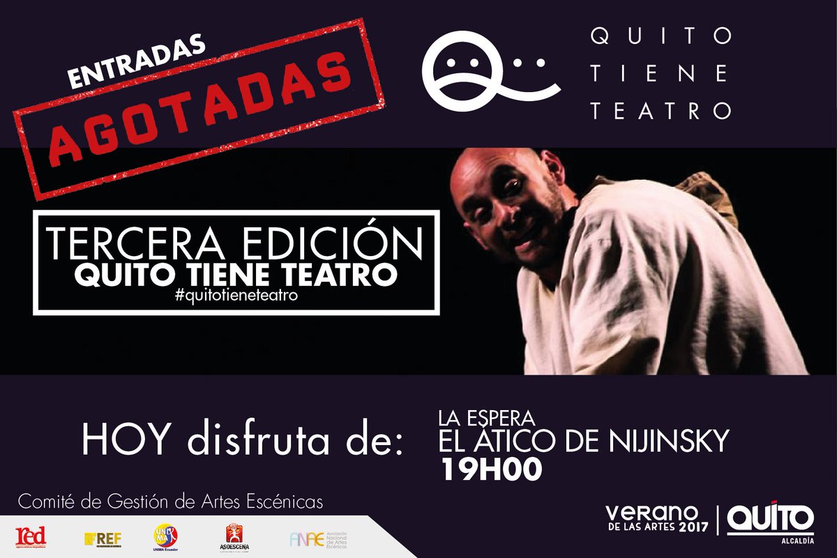 quitoteatro's tweet photo. ¡Se agotaron las entradas para 'La Espera'! Pueden ver la misma obra en la programación habitual de la sala el sabado 9,16, y 23 de Sep. https://t.co/YVc1nMNX0U
