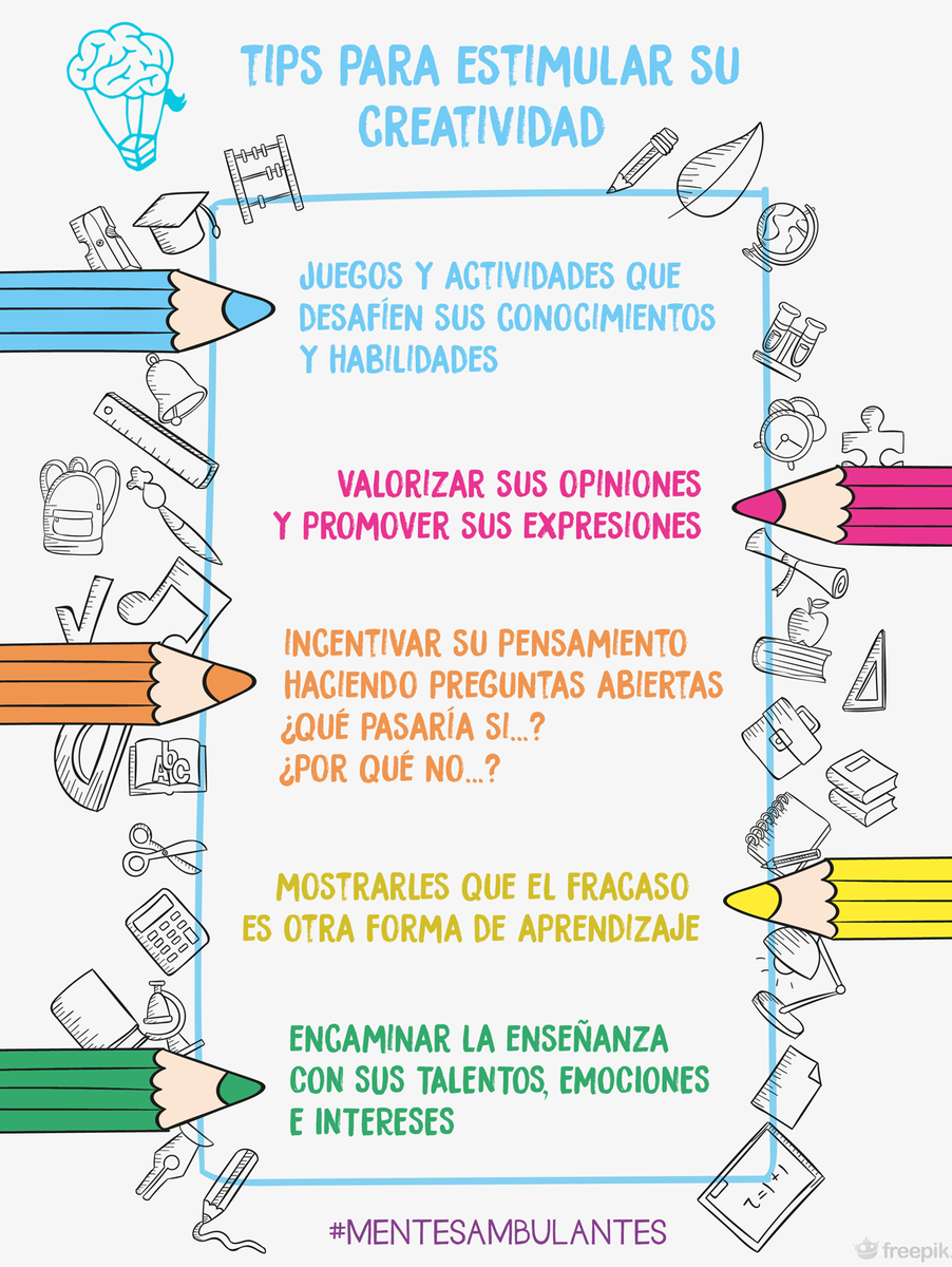 MenteAmbulantes's tweet photo. #tipspara estimular la #creatividad mediante el #aprendizaje y tener #niñosfelices este #RegresoAClases https://t.co/lWwWbwl9U2