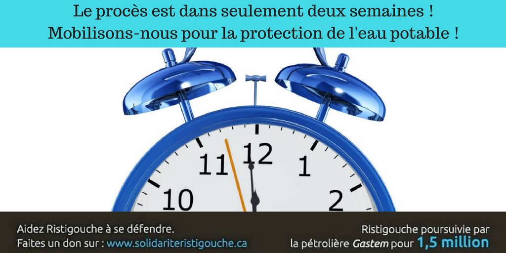 Le #procès est très bientôt! Serrons-ns les coudes pr la protection #eaupotable! Pr donner à #solidariteristigouche >bit.ly/aidezristi