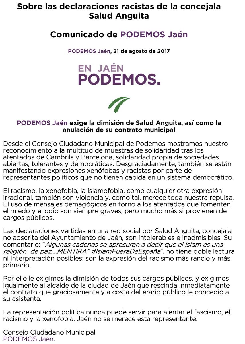 vox_es's tweet photo. ➡️ Hoy le ha tocado a la concejal de Jaén @salud_anguita sufrir #ElOdioDePodemos por denunciar el fundamentalismo islámico ⤵️ https://t.co/LxaVZtqxvs