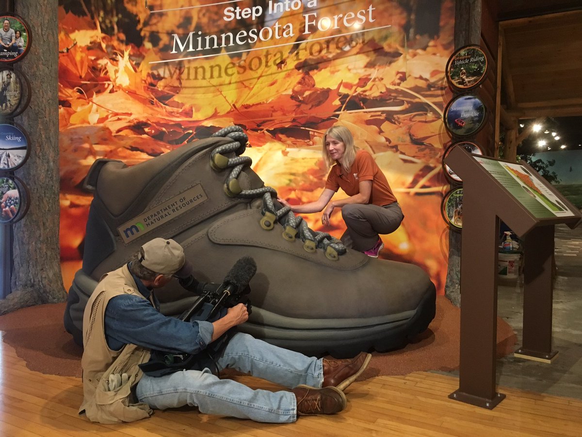 mndnr's tweet photo. Take your photo in a giant hiking boot at the DNR exhibit @mnstatefair and learn how trees clean water. Opens Thursday. #DNRstatefair17 https://t.co/IwP1zBhU3F