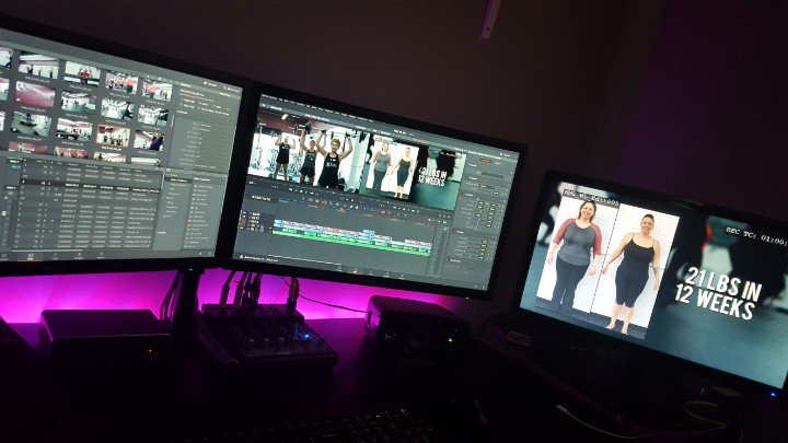 Today's editing suite sneek peek! Working on a promo video for a fantastic local fitness centre! #corporatevideo #yeg #yegvideo