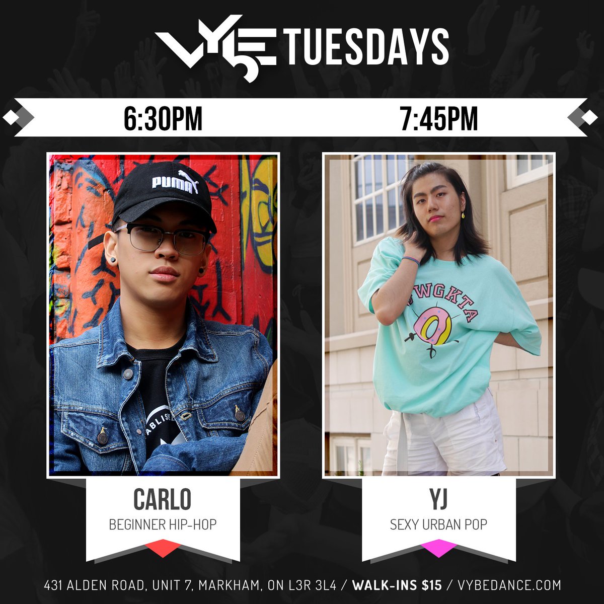 VYbE Tuesdays with Carlo and YJ tonight - See you there!