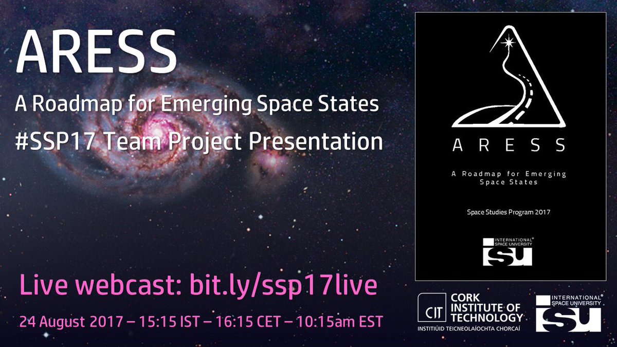 ISU_SSP's tweet photo. Get ready for the #SSP17 final presentations webcasts from @CIT_ie this Thursday 24 August! Fourth up will be @ARESS_ISU at 15:15 IST https://t.co/zIwoIJA5tr