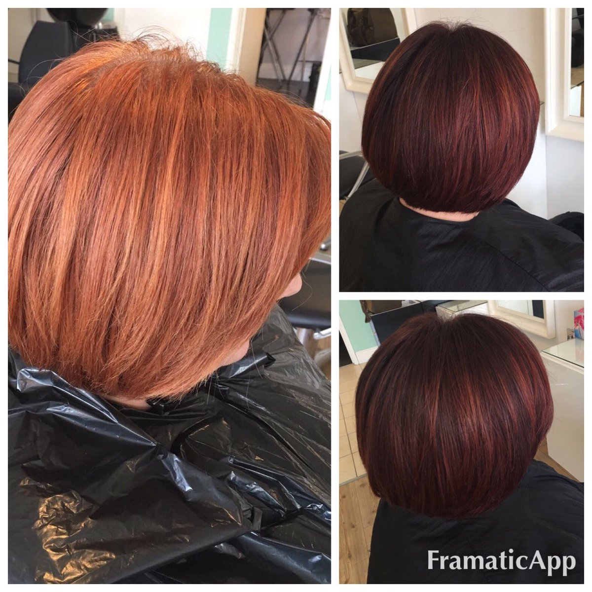 Colour change , copper to a deep red with subtle ombré .