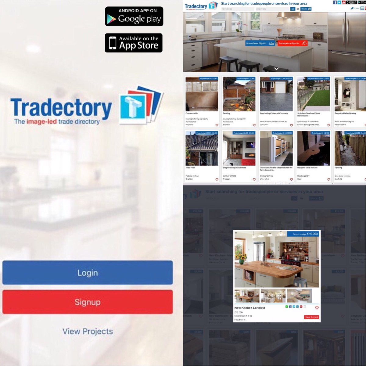 tradectory's tweet photo. So we connect you the trades to homeowners by your work projects. The best bit is it's completely free for trades to use and growing fast. https://t.co/pW7UgAvb1C