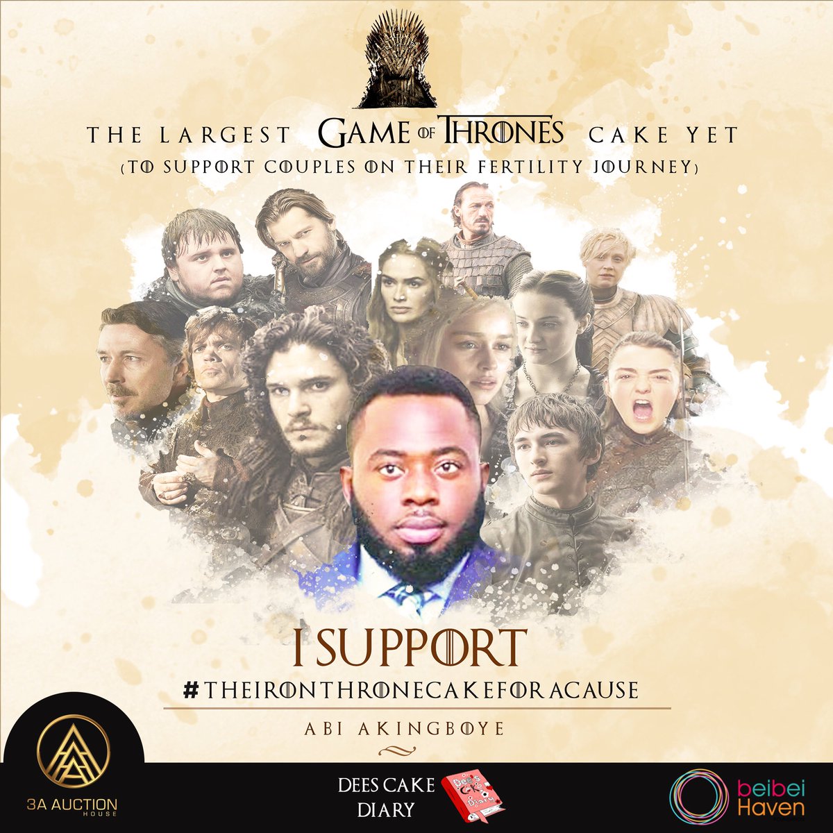 3a_auctions's tweet photo. Abi Akingboye supports #TheIronThroneCakeForACause to support couples on their fertility journey.
#GameOfThrones #GOTs7 
Cc: @beibeihaven https://t.co/r8248gNtzC