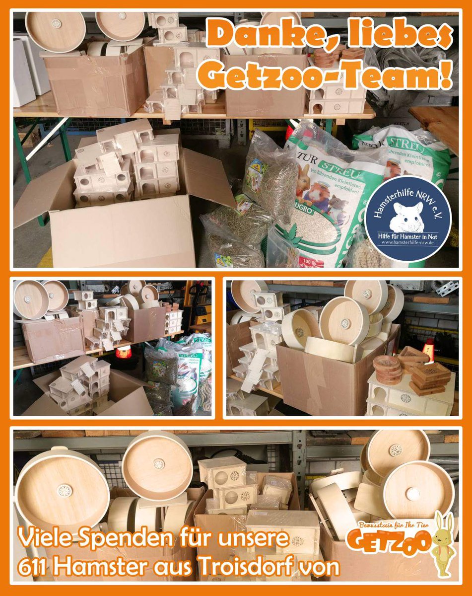 HamsterhilfeNRW's tweet photo. Das Team von #Getzoo hat uns einmal mehr eine großzügige Sachspende für unsere Troisforfer Notfellchen zukommen lassen! Tausend Dank! 🐹 😃👍 https://t.co/AXRRbYE8v0