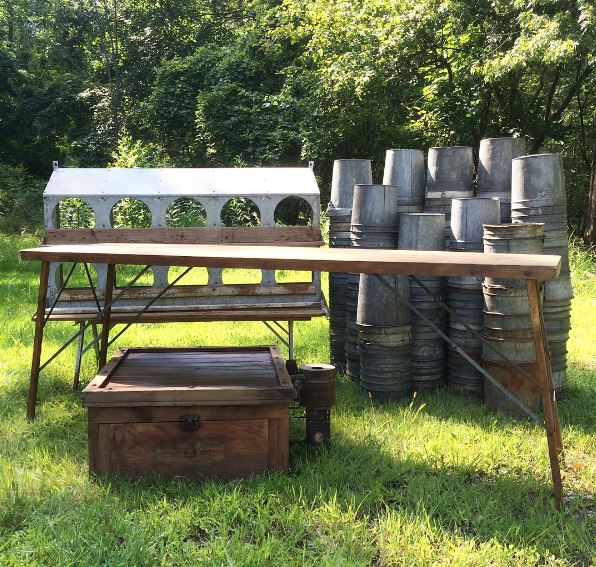 A few fresh goods in the shop. Chicken nester with stand, wall paper table, and incubator ready for some feet.