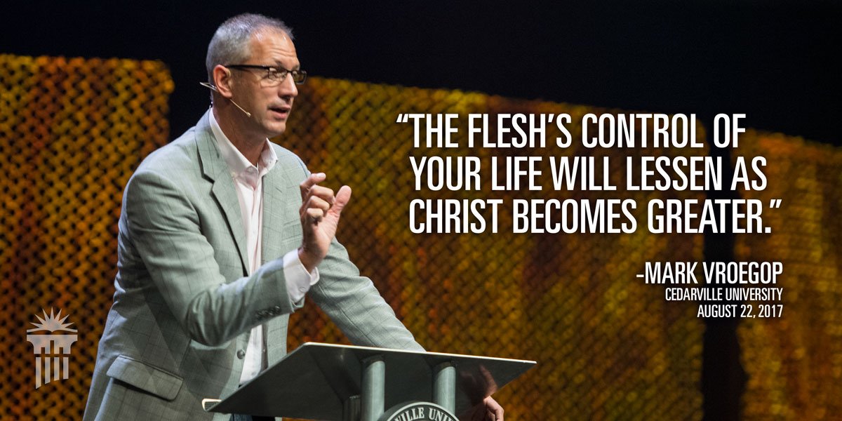 cedarville's tweet photo. Another challenging #FallBibleConference sermon this morning from @collegeparkindy's @MarkVroegop! #CUinChapel https://t.co/bKvcgdsAkL