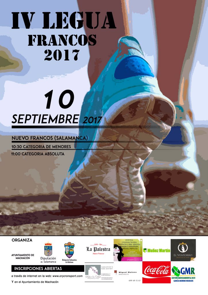 dipusalamanca's tweet photo. Si quieres correr 5.572 metros, apúntate a la IV Legua de Francos. 10 de septiembre promovida por Ayto #Machacon en Circuito @dipusalamanca https://t.co/7vVmQ1BJ6X