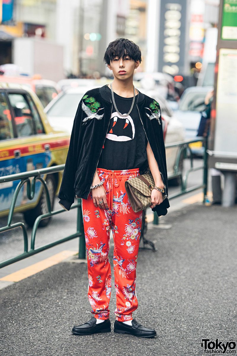 19-year-old Manaya in Harajuku w/ Kula Japanese souvenir jacket, Saint Laurent vampire shirt &amp;amp; clutch | Tokyo Fashion | Scoopnest