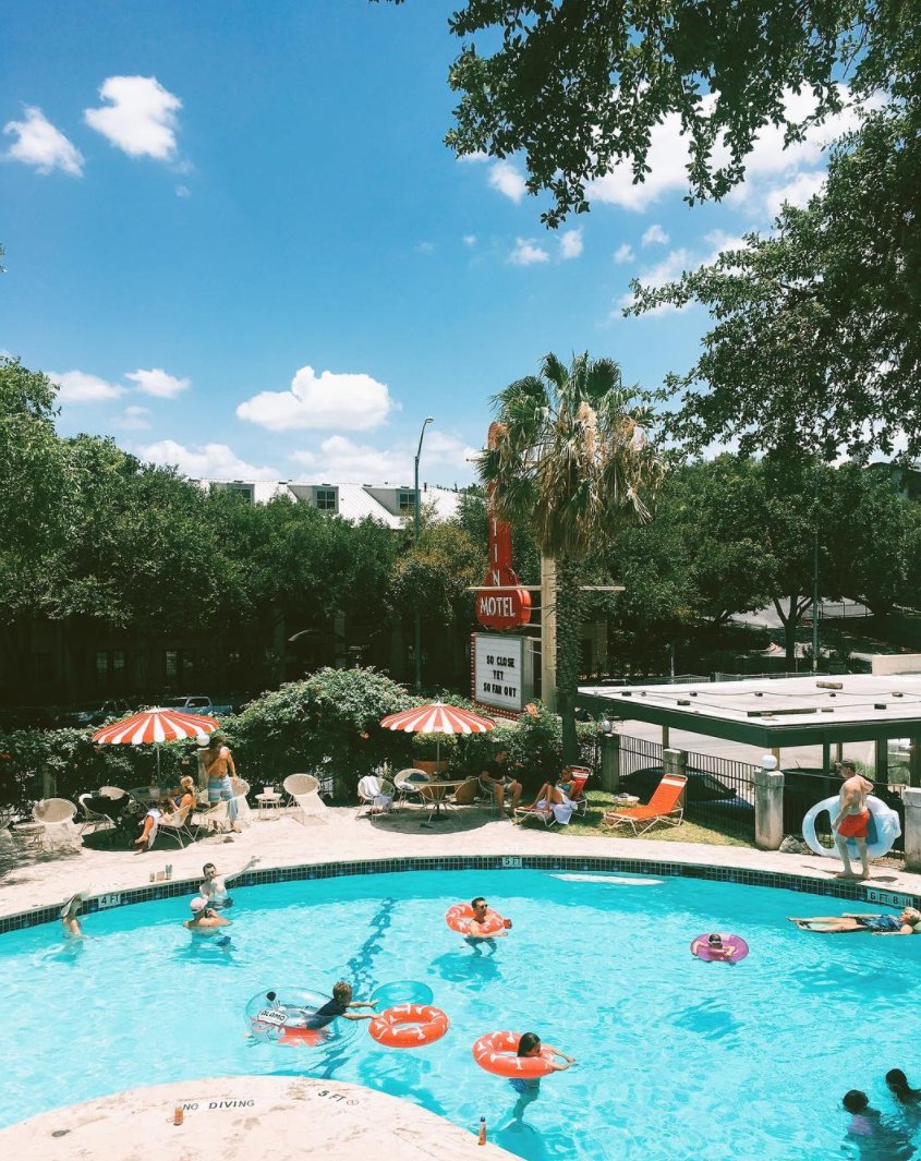 We are selling a limited amount of pool passes each day until Sept. 2! $20/per person, available at the front desk!  #austinmotel