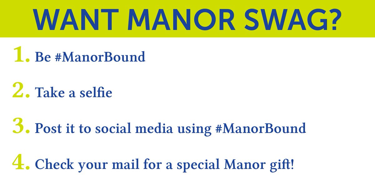 ManorCollege's tweet photo. Are you attending Manor in the Fall and want some Manor Swag? Here's how:
#ManorBound https://t.co/H97C3BWOGB