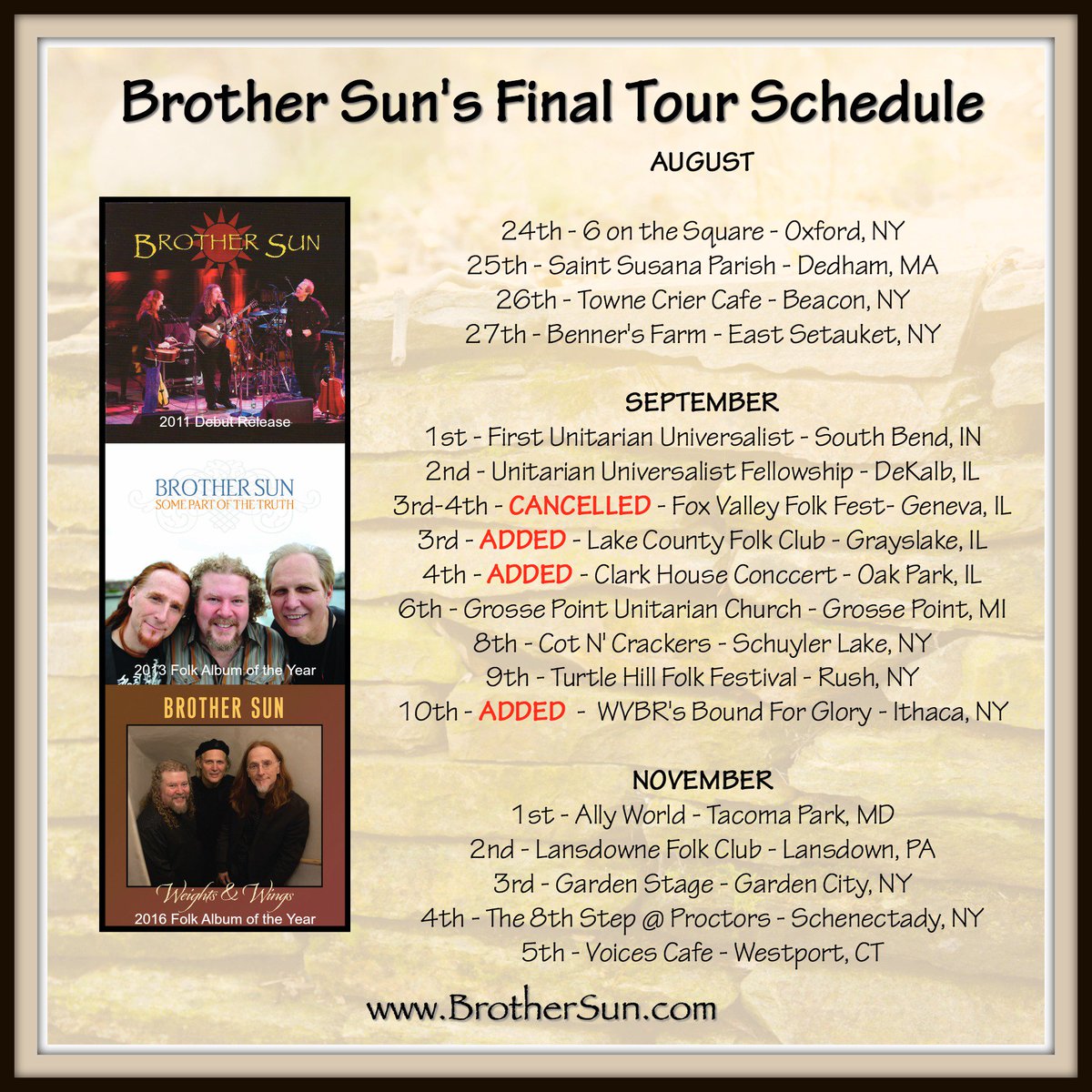 Here's another update to our final tour schedule. Which concerts are you coming to?