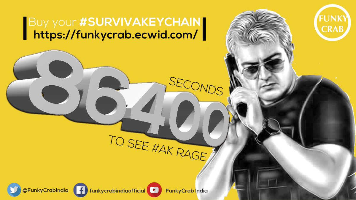 FunkyCrabIndia's tweet photo. 24 Hours for #Vivegam | #SURVIVAKEYCHAIN bookings open @ https://t.co/8WRNQ1kKr2 | #VIVEGAMin86400secs @ThalaAjith_FC @ajithFC @TFC_mass https://t.co/TOHXqOVR7f