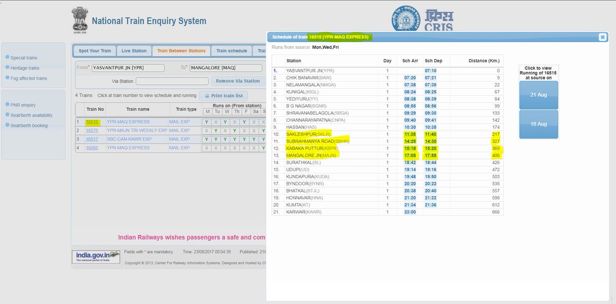 #16515 takes just 2.5 hours to travel 110km in Ghat section but it takes 1h 45 min to cover 37km on plain @sureshpprabhu #incrediblerailways