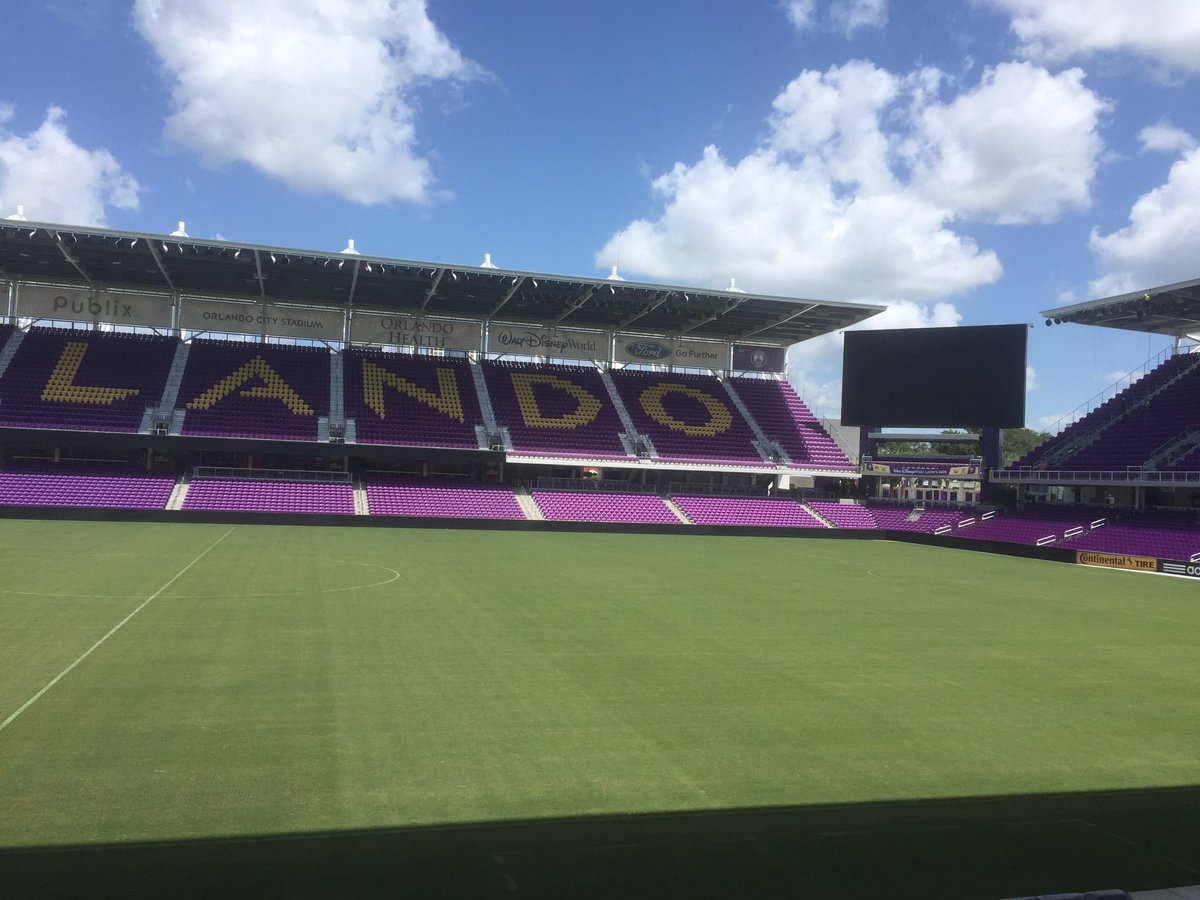 JoeKepner's tweet photo. Good day to be @OrlandoCitySC Stadium. Interviewing @ORLPride coach Tom Sermanni for this week's #OrlandoCityInsider on @WRDQ27 #CityOn27 https://t.co/82UbWjxFdV