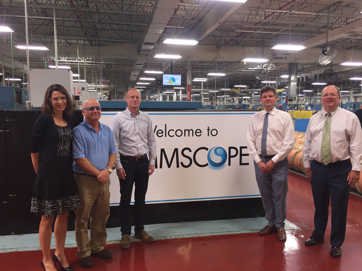 TIAonline's tweet photo. Great visit to @CommScope w/ Commissioner @BrendanCarrFCC. This TIA member designs &amp; builds #connectivity for the world's #networks. #FCC https://t.co/QQsWS8iaSR
