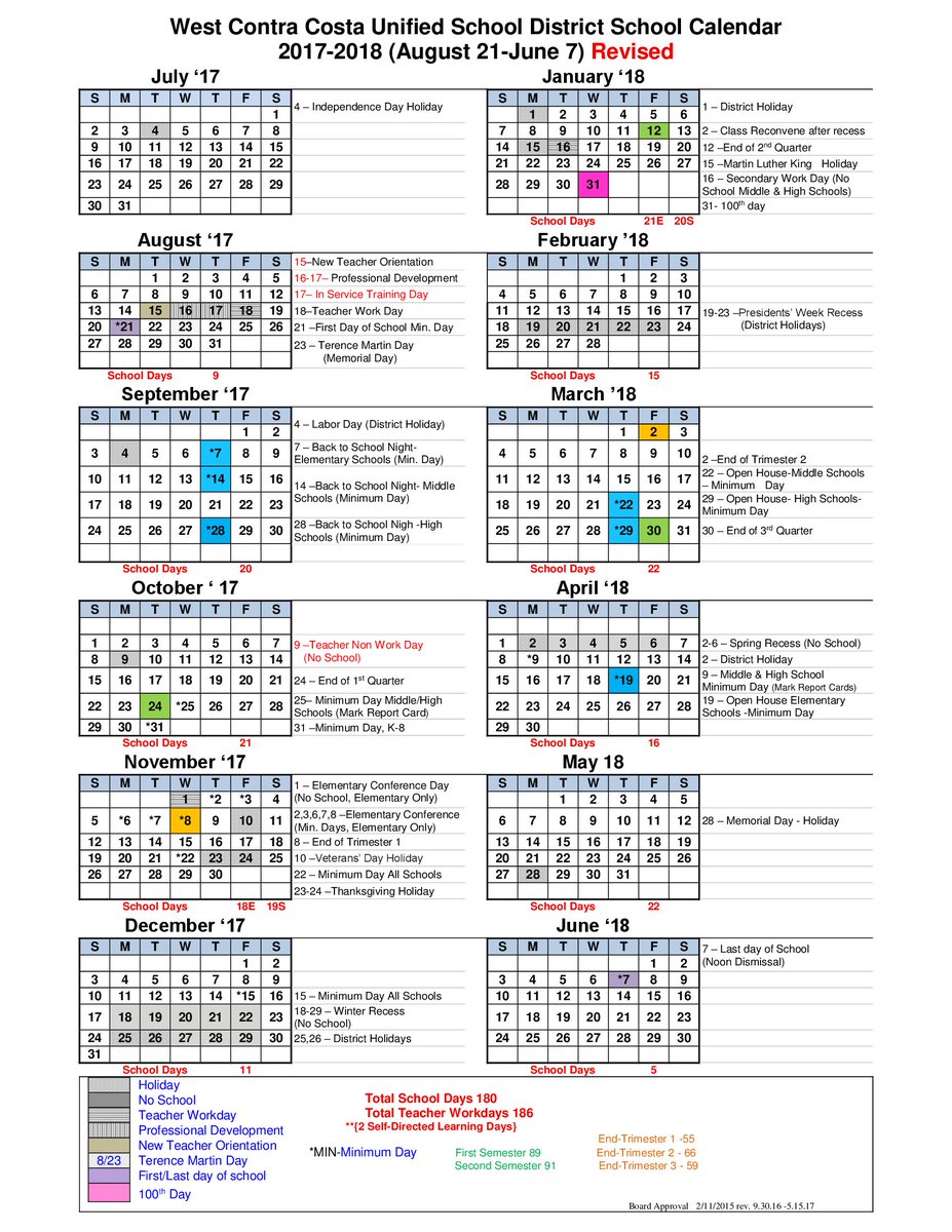 wccusd calendar 2021 West Contra Costa Unified School District On Twitter The 2017 18 School Year Is Underway Here The District Calendar It S Also Available In Spanish Learningeveryday Https T Co Ne3il0oi9d Https T Co Vzj8zwstrg wccusd calendar 2021